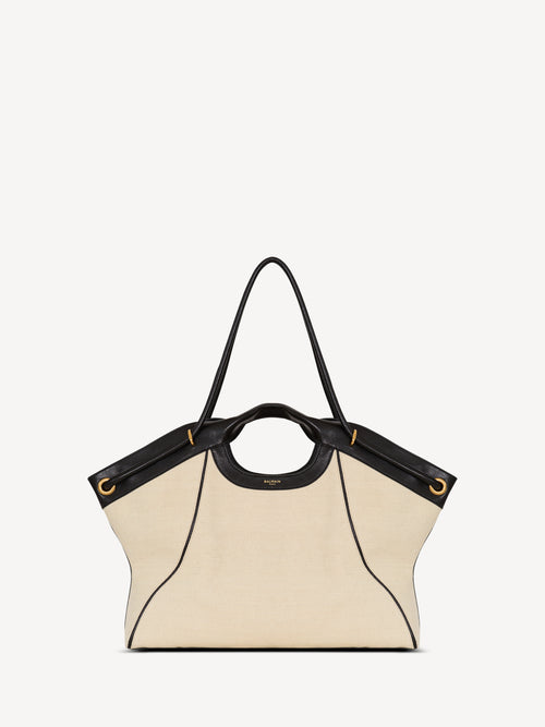 Large Tote in smooth leather and canvas