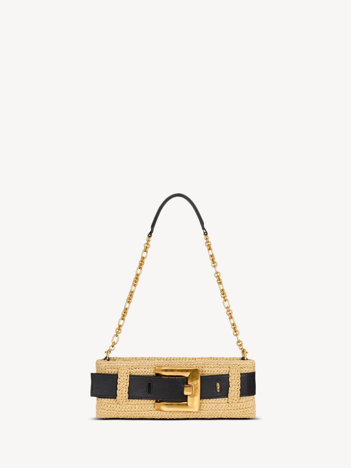 Anthem clutch bag in smooth leather and crochet