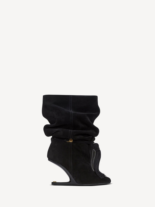 No Wedge suede leather ankle boots with tassel