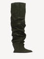 Suede leather Wedge thigh-high boots