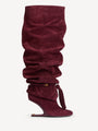 No Wedge suede leather thigh-high boots with tassel