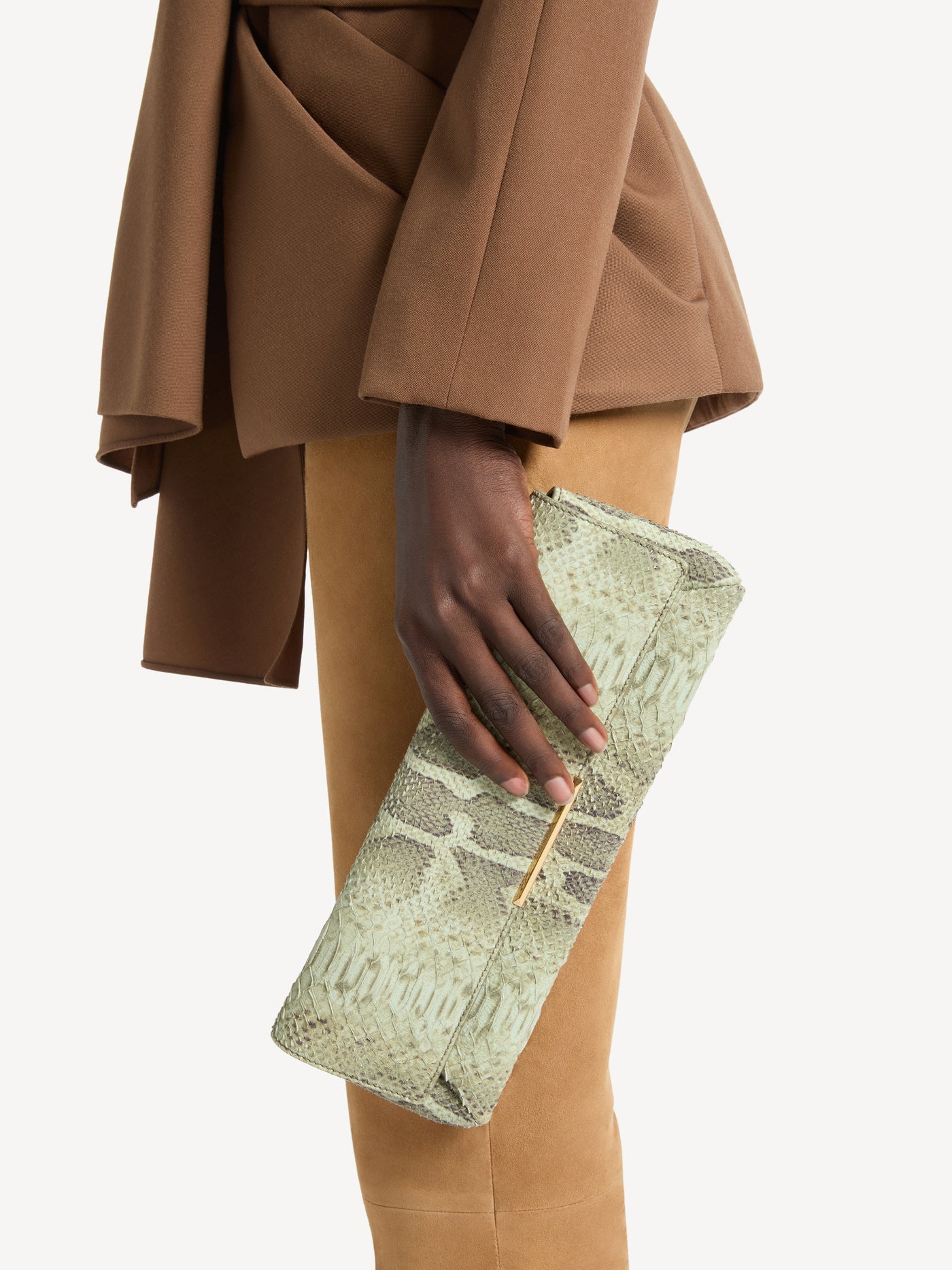 Small Clutch bag in python-effect suede