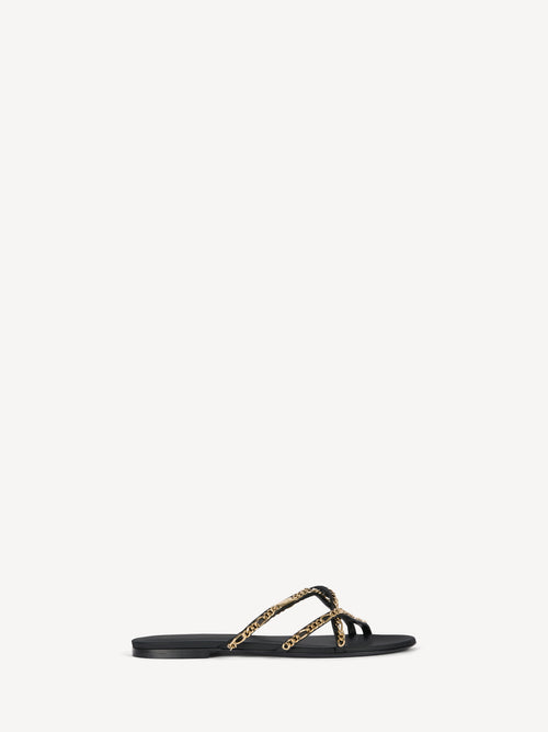 Smooth leather mules with chains
