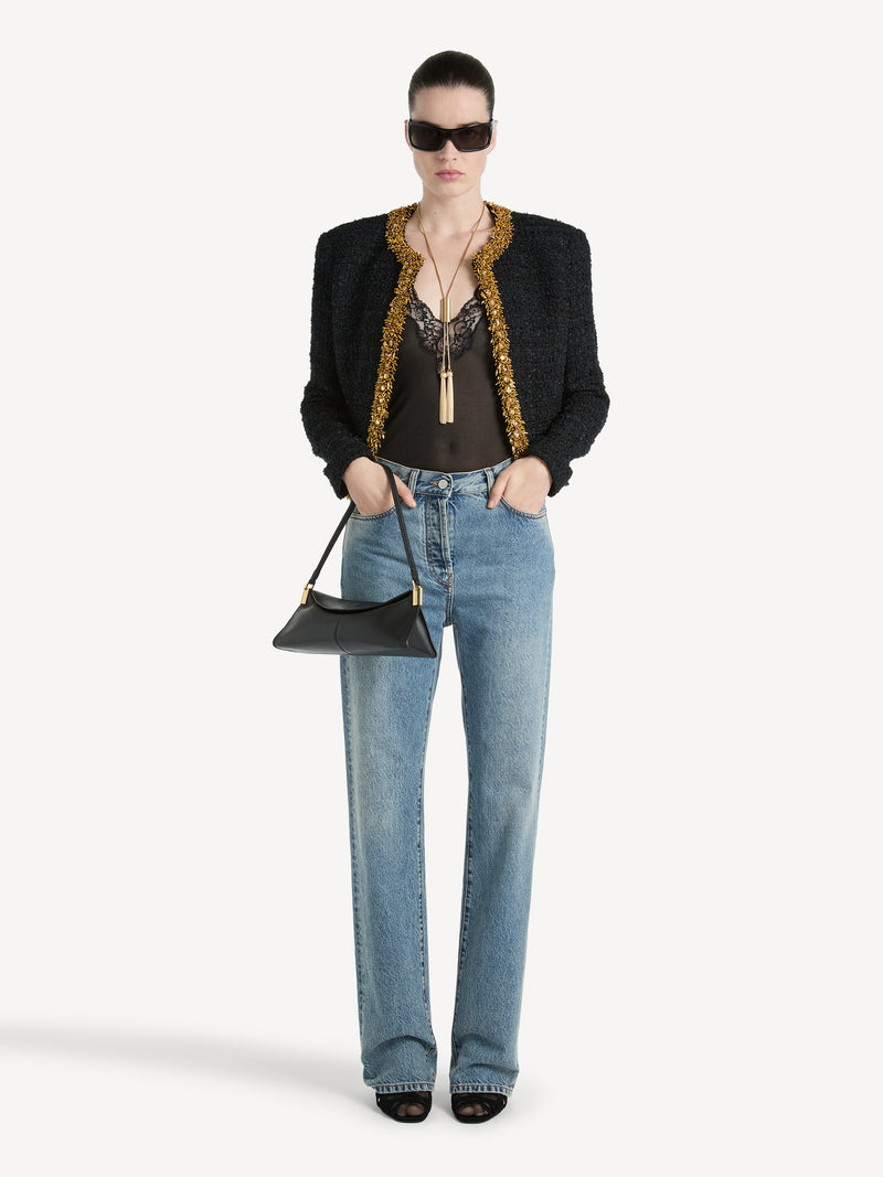 Embroidered tweed jacket