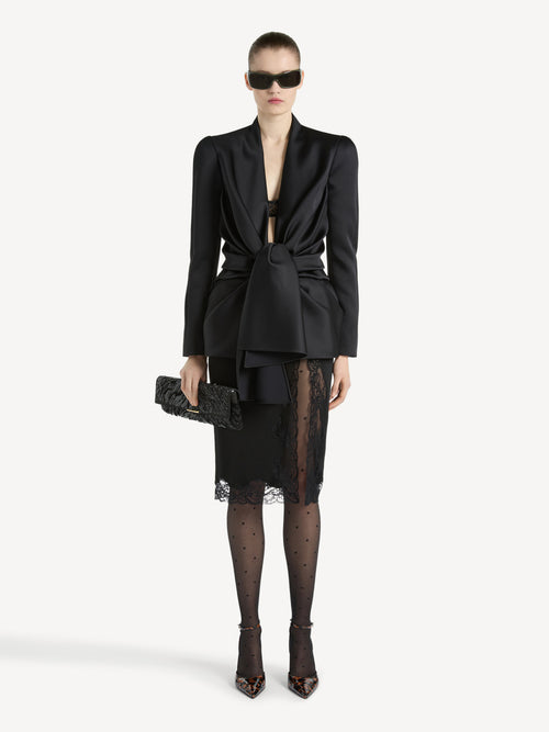 Satin crepe jacket with tie detail
