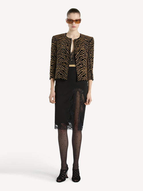 Velvet jacket with tiger embroidery