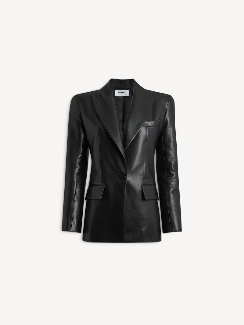Veste épaulée en cuir d'agneau
