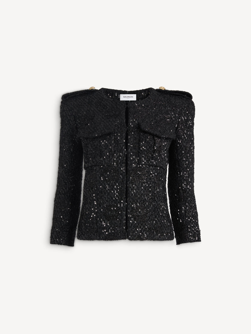 Sequinned tweed jacket