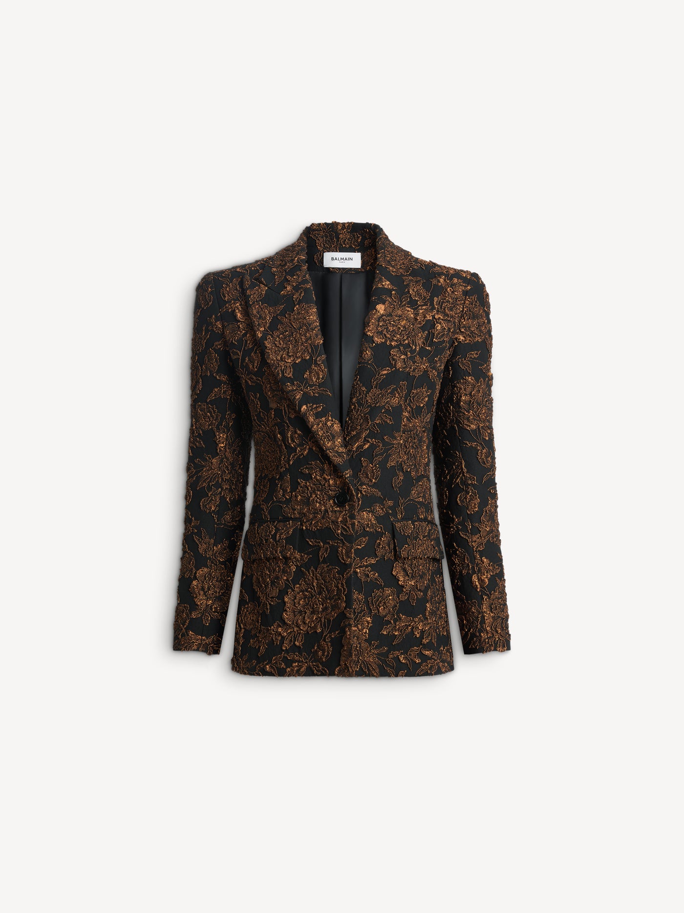 1-button jacket in cloqué jacquard
