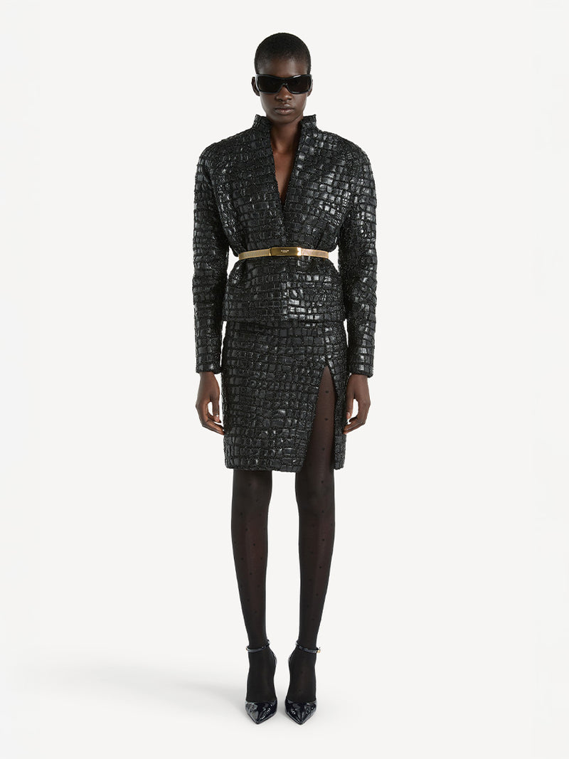 ROUND COLLAR CROCO EMBROIDERED JACKET