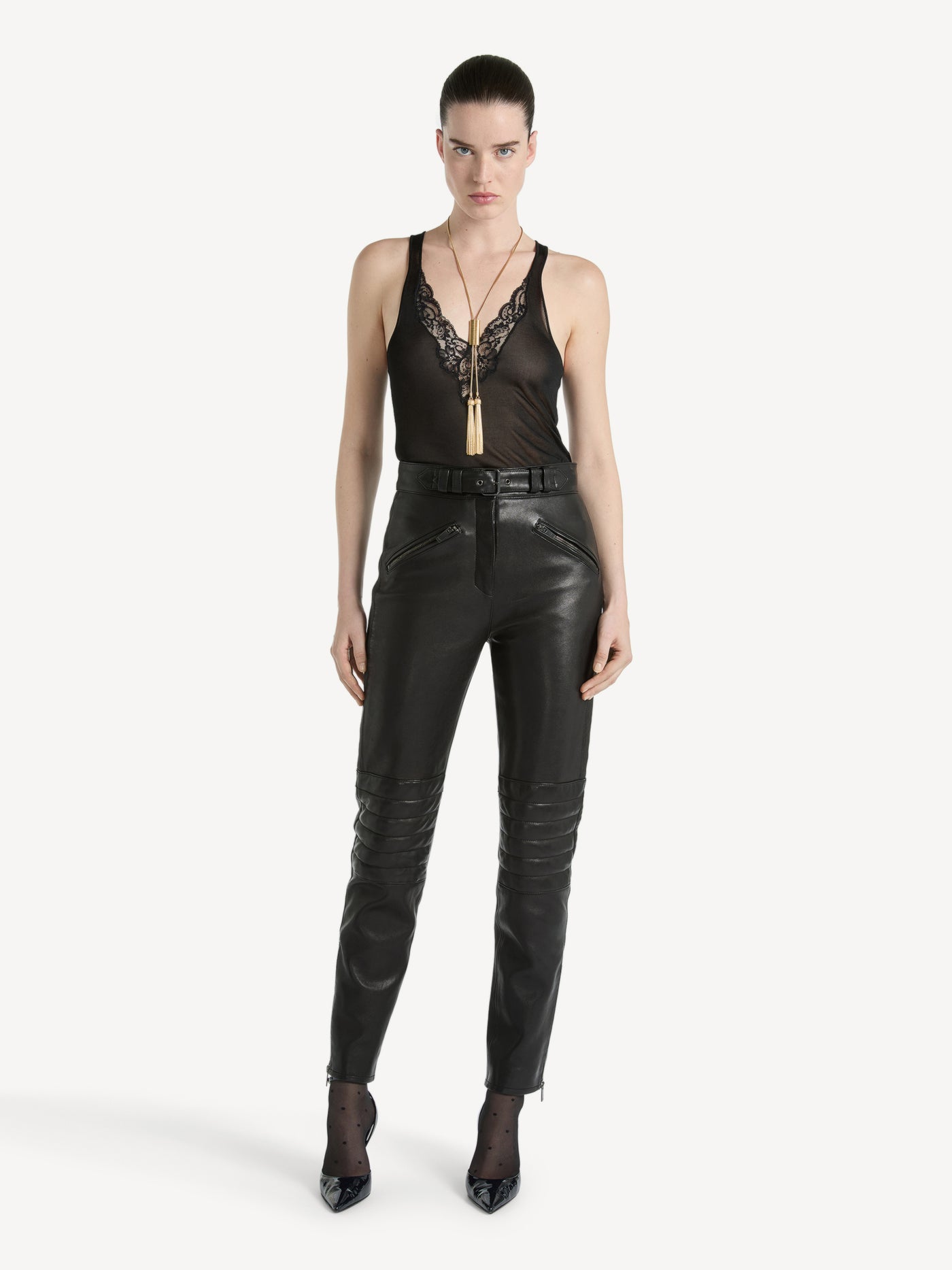 Lambskin biker trousers