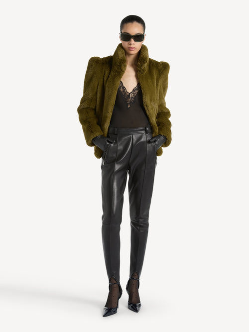 Lambskin trousers with stirrup