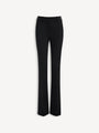 Low-waisted wool satin trousers