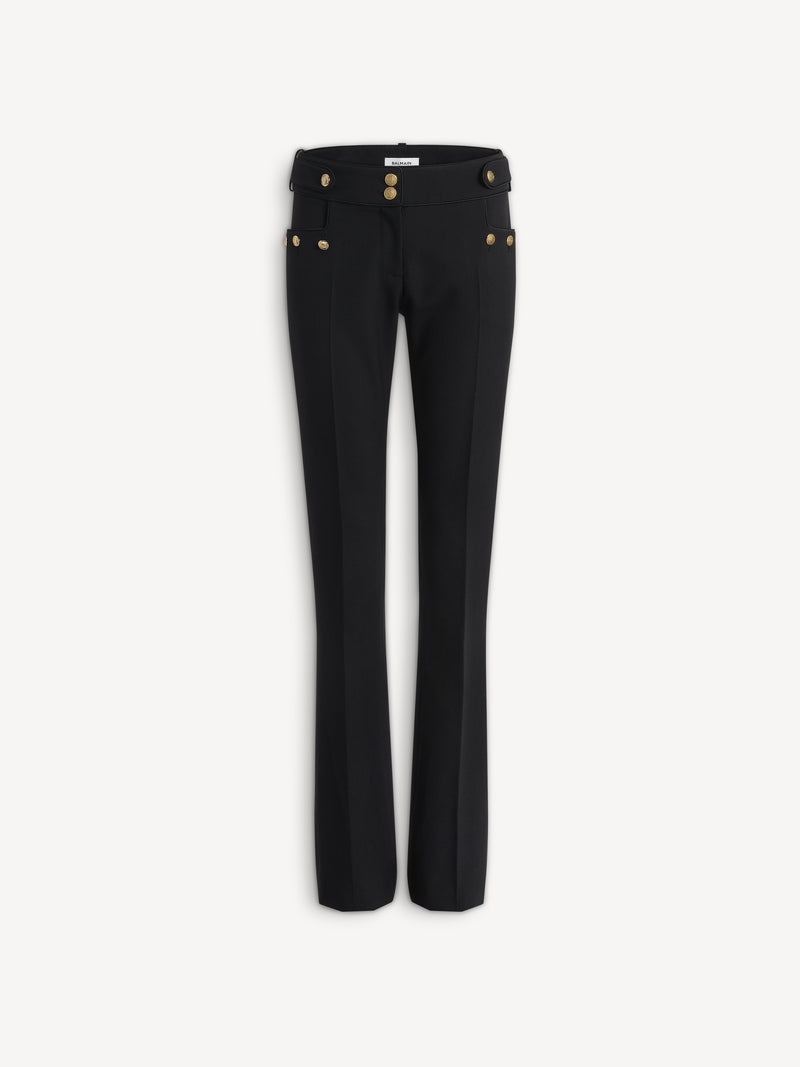 Pantalon à plis en gabardine de laine