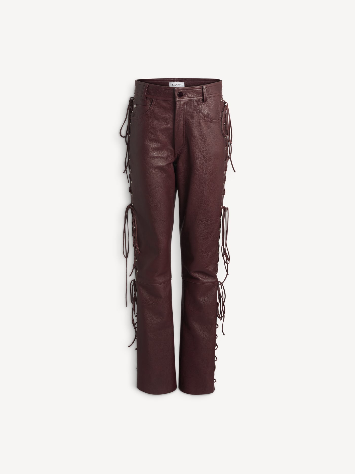 Leather trousers with lacing