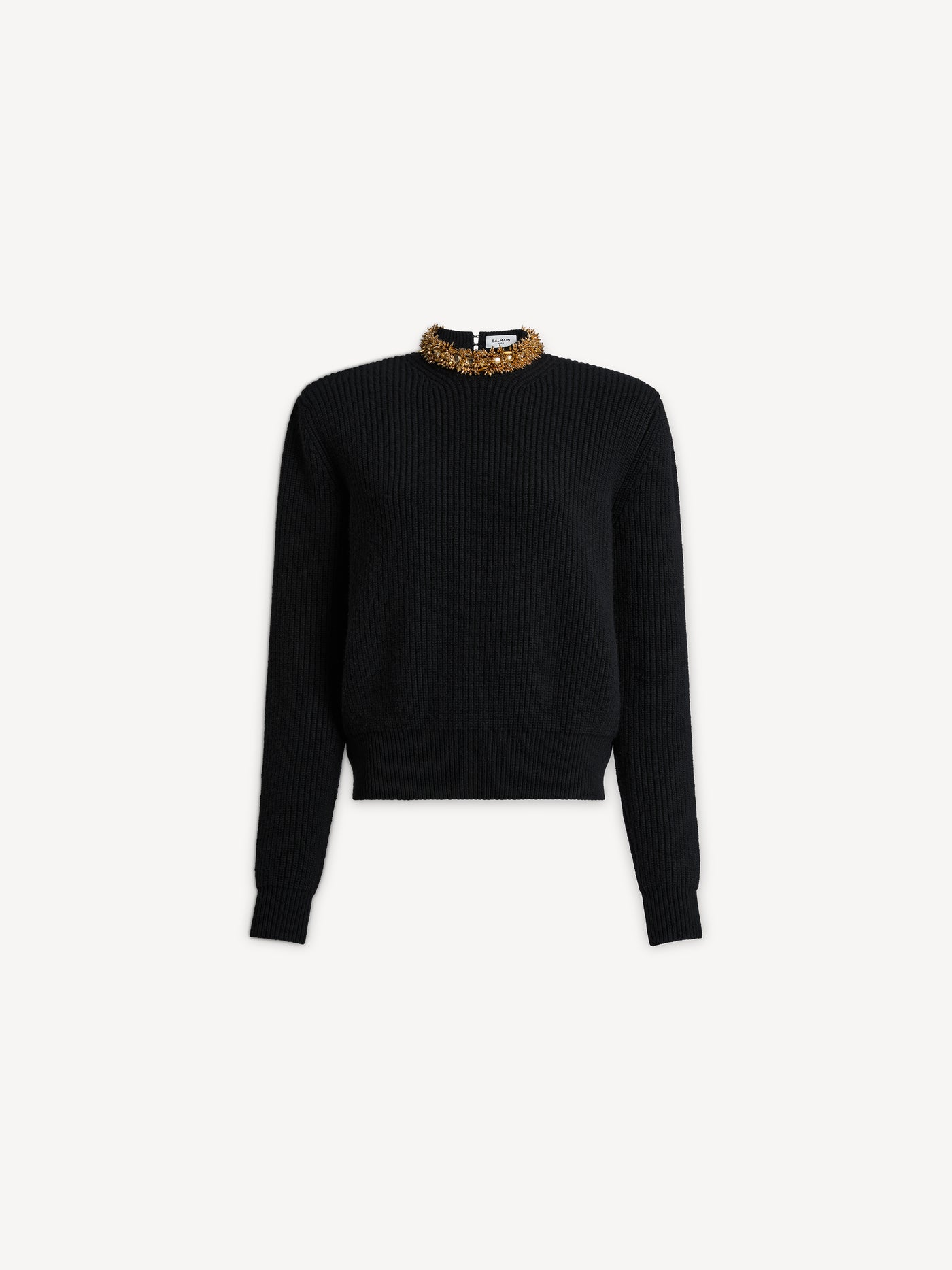 Cashmere jumper with removable embroidered trim