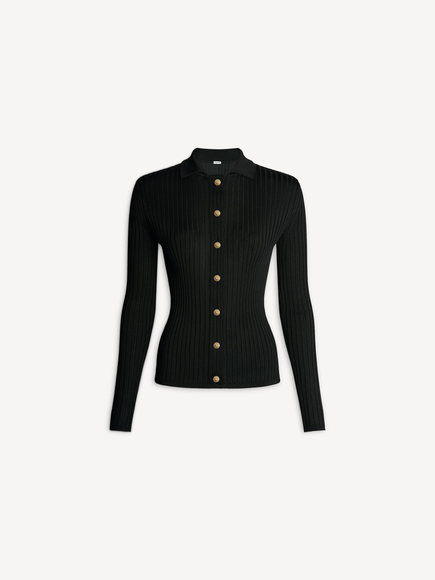 Buttoned ribbed knit cardigan