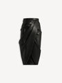 Draped lambskin midi skirt