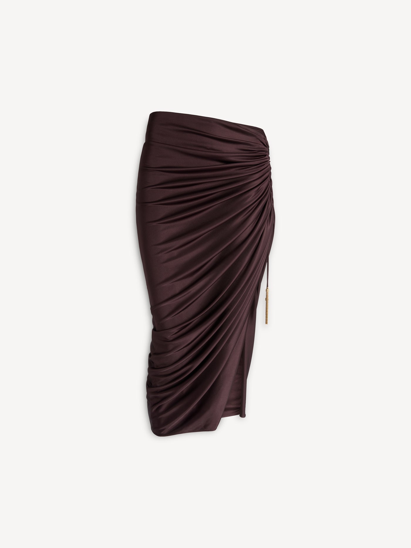 Flowing jersey midi skirt with slit