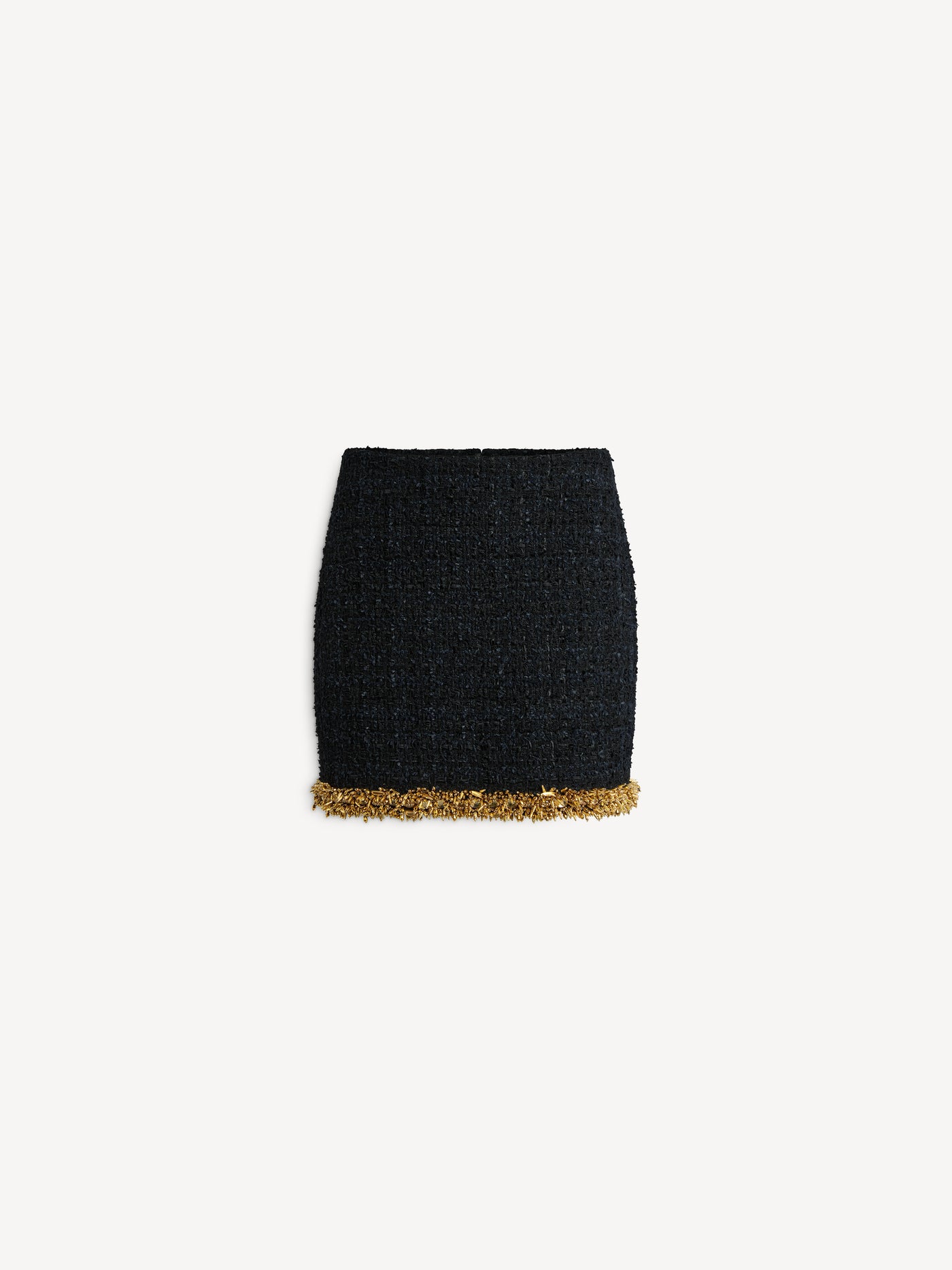 Short tweed skirt with embroidered trim