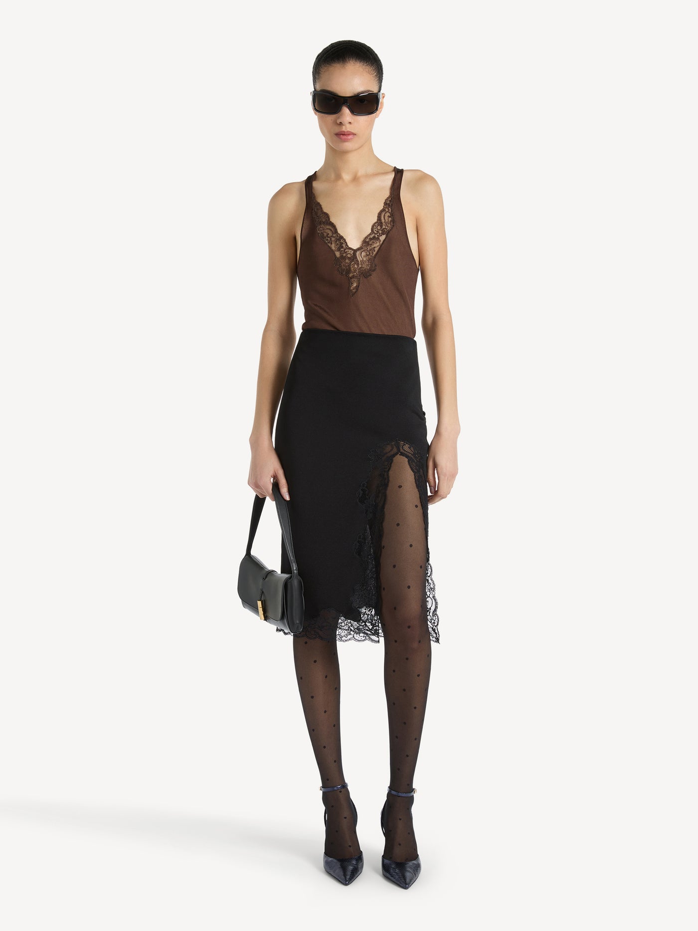 Knit vest top with lace