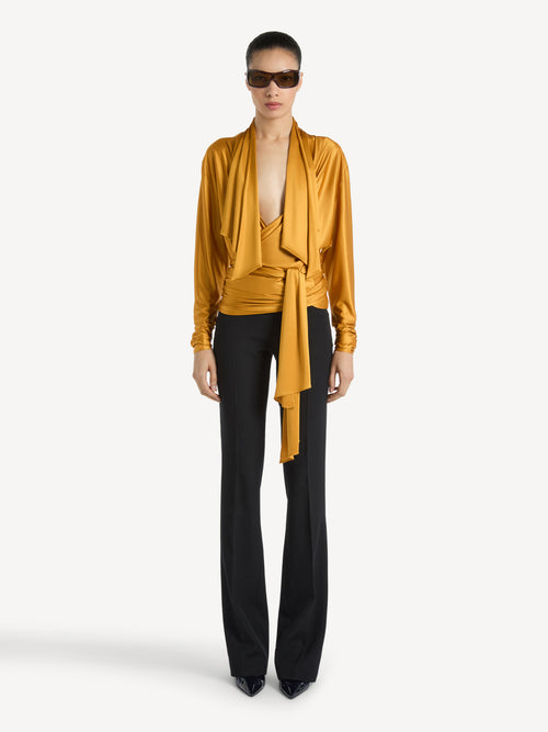 Flowing jersey blouse with tie