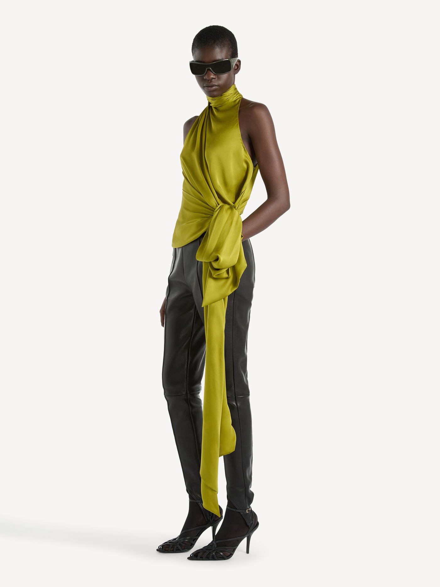 Open-back silk chiffon top