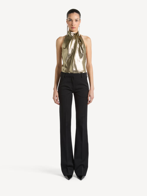 Backless lurex jersey top