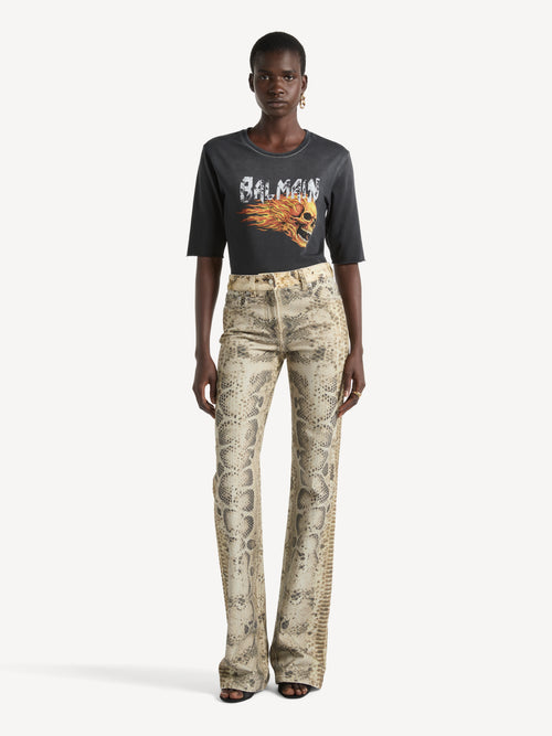 T-shirt with Flame Skull print