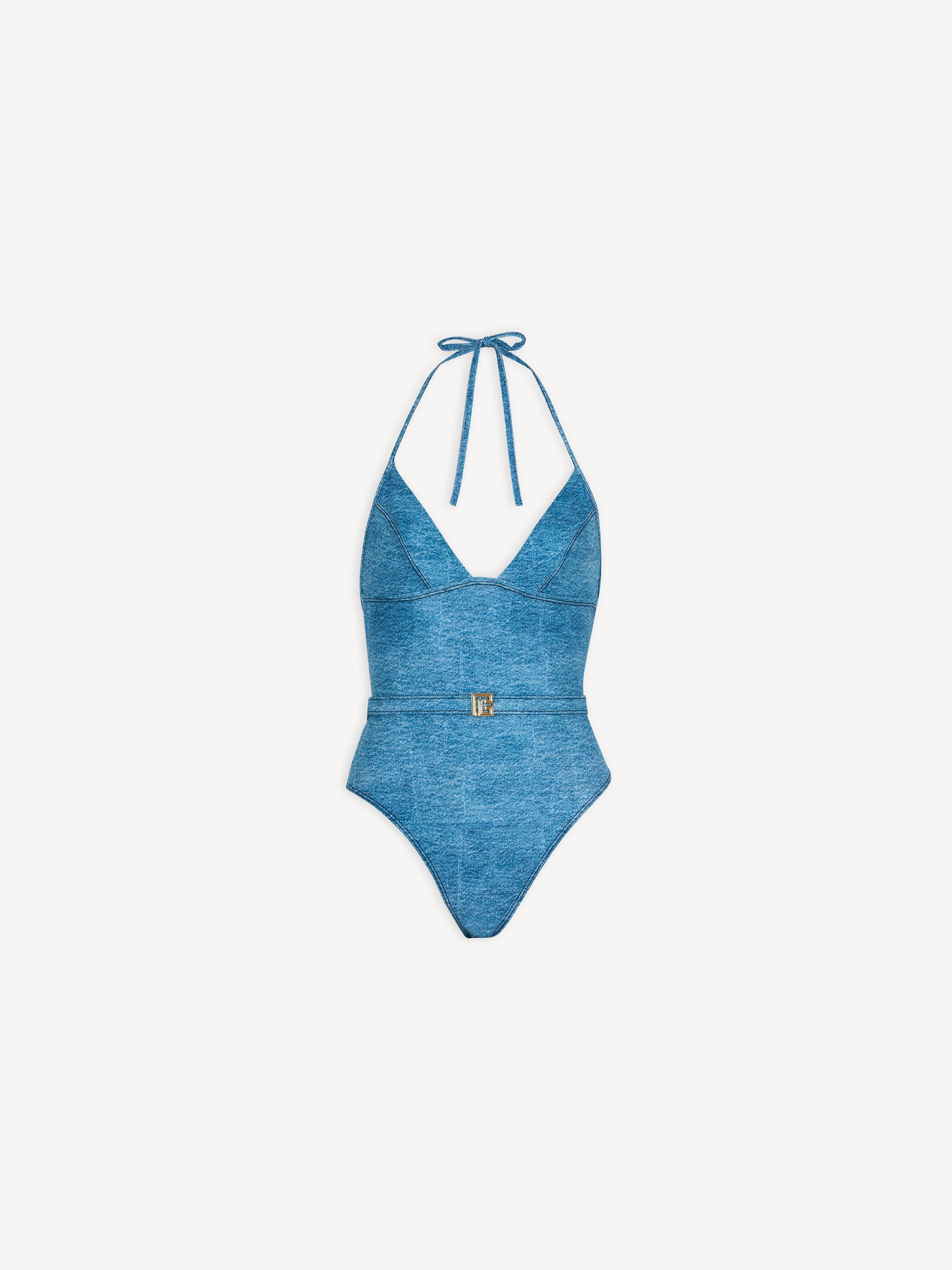 Denim one-piece swimsuit