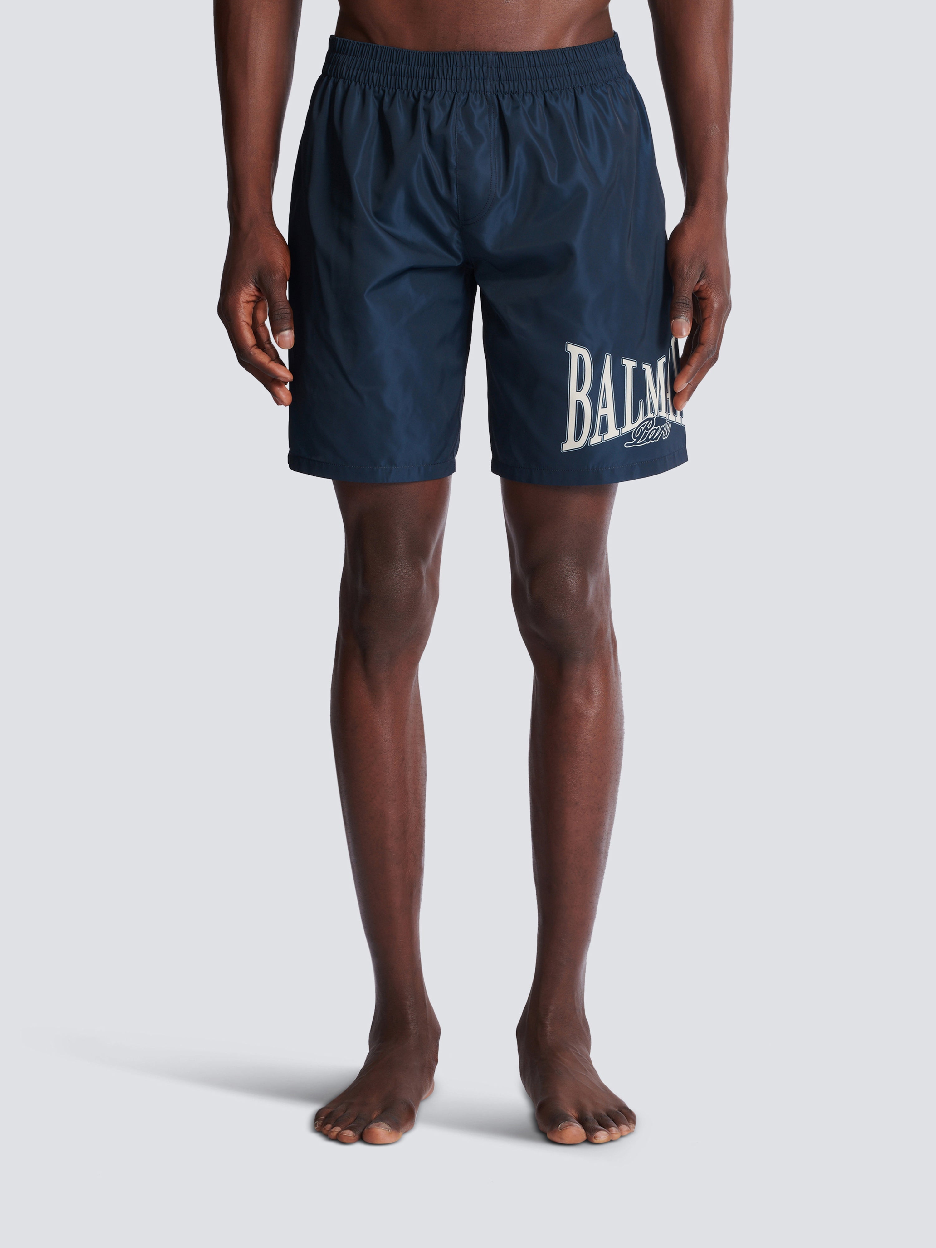 Swim shorts with Balmain College logo Navy - Men I Balmain
