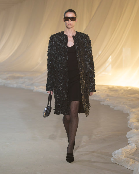 BALMAIN ブラックスエードモッズコート Runwayモデル Balmain_FW26_4-