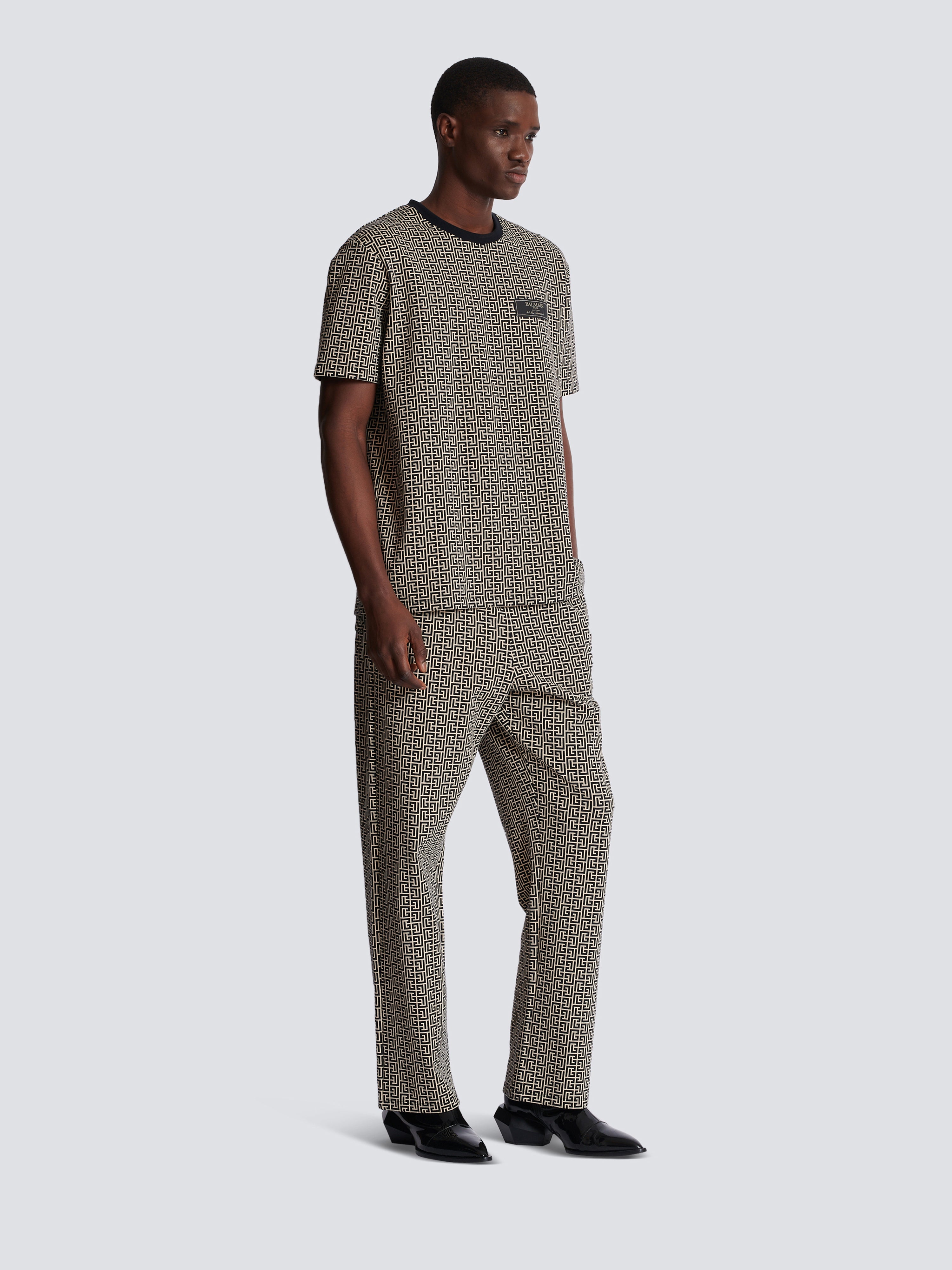 PB Labyrinth jacquard T-shirt Black - Men I Balmain