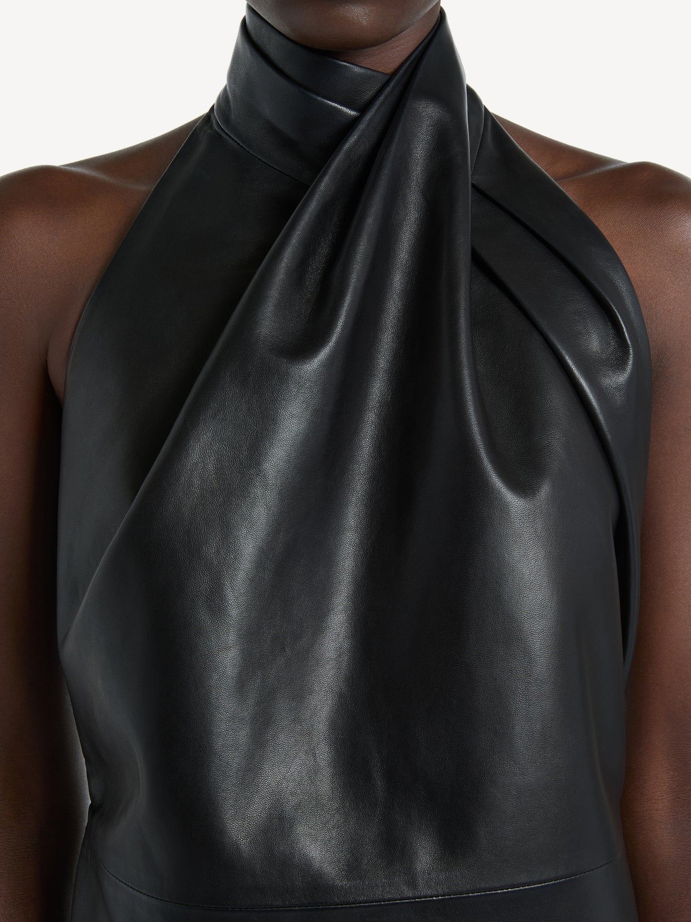 Lambskin open-back dress