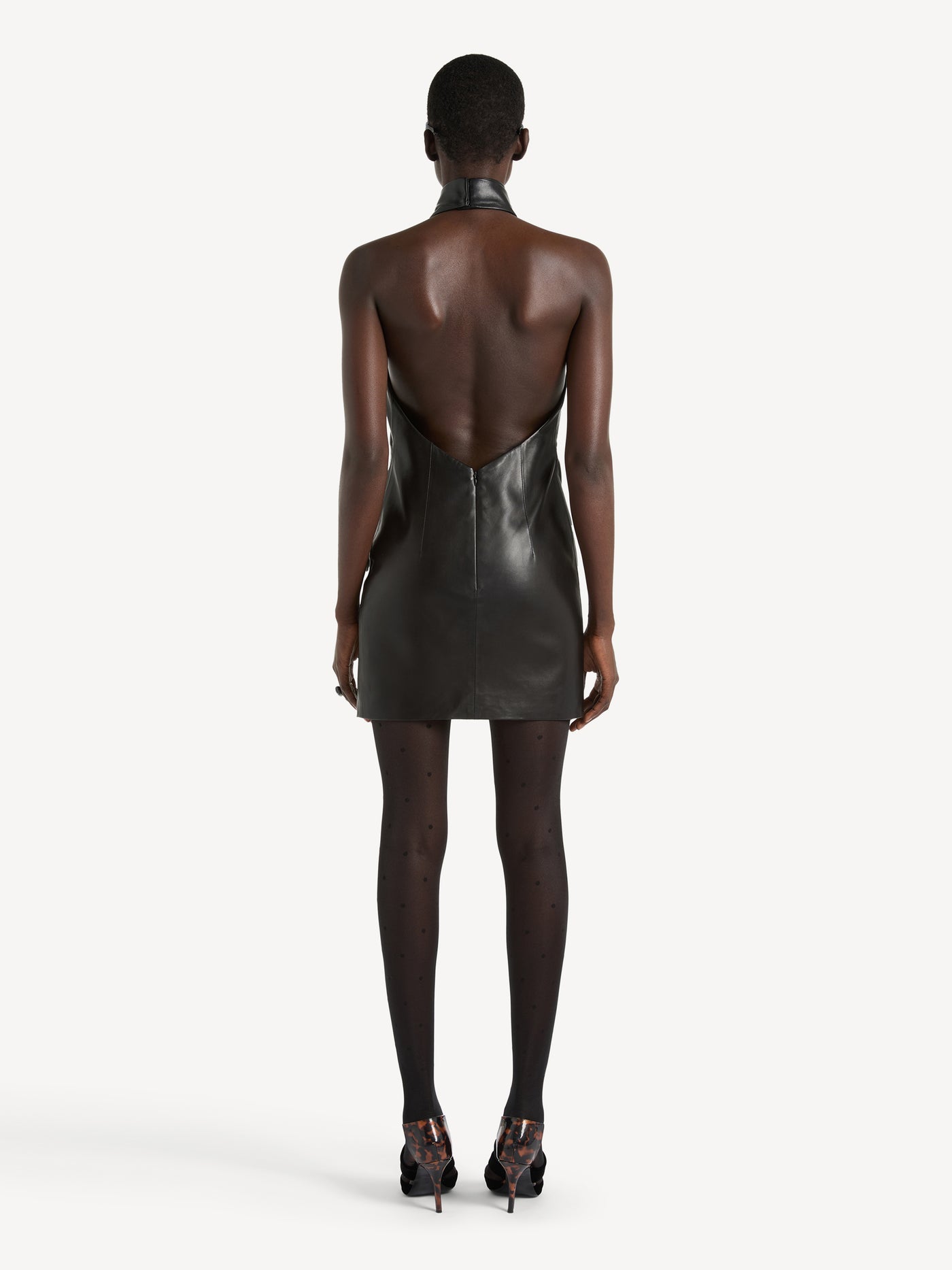 Lambskin open-back dress