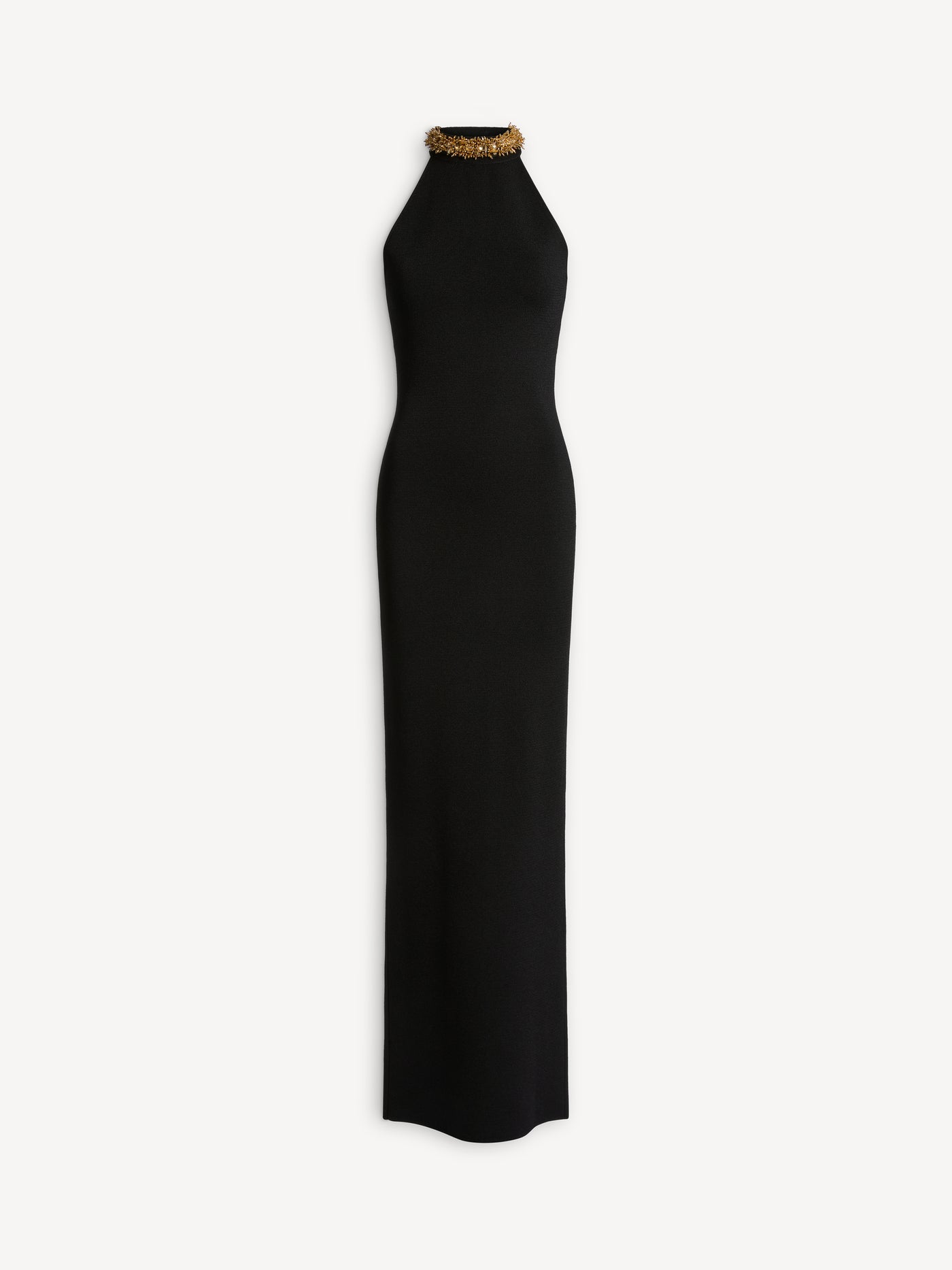 Long Milano jersey dress with embroidery