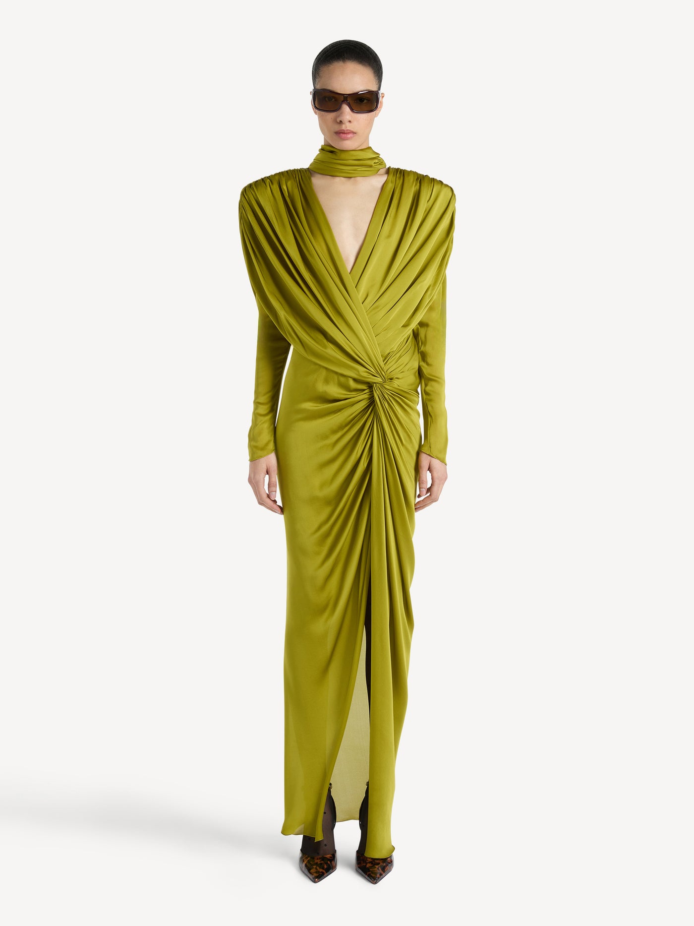 Long silk chiffon dress