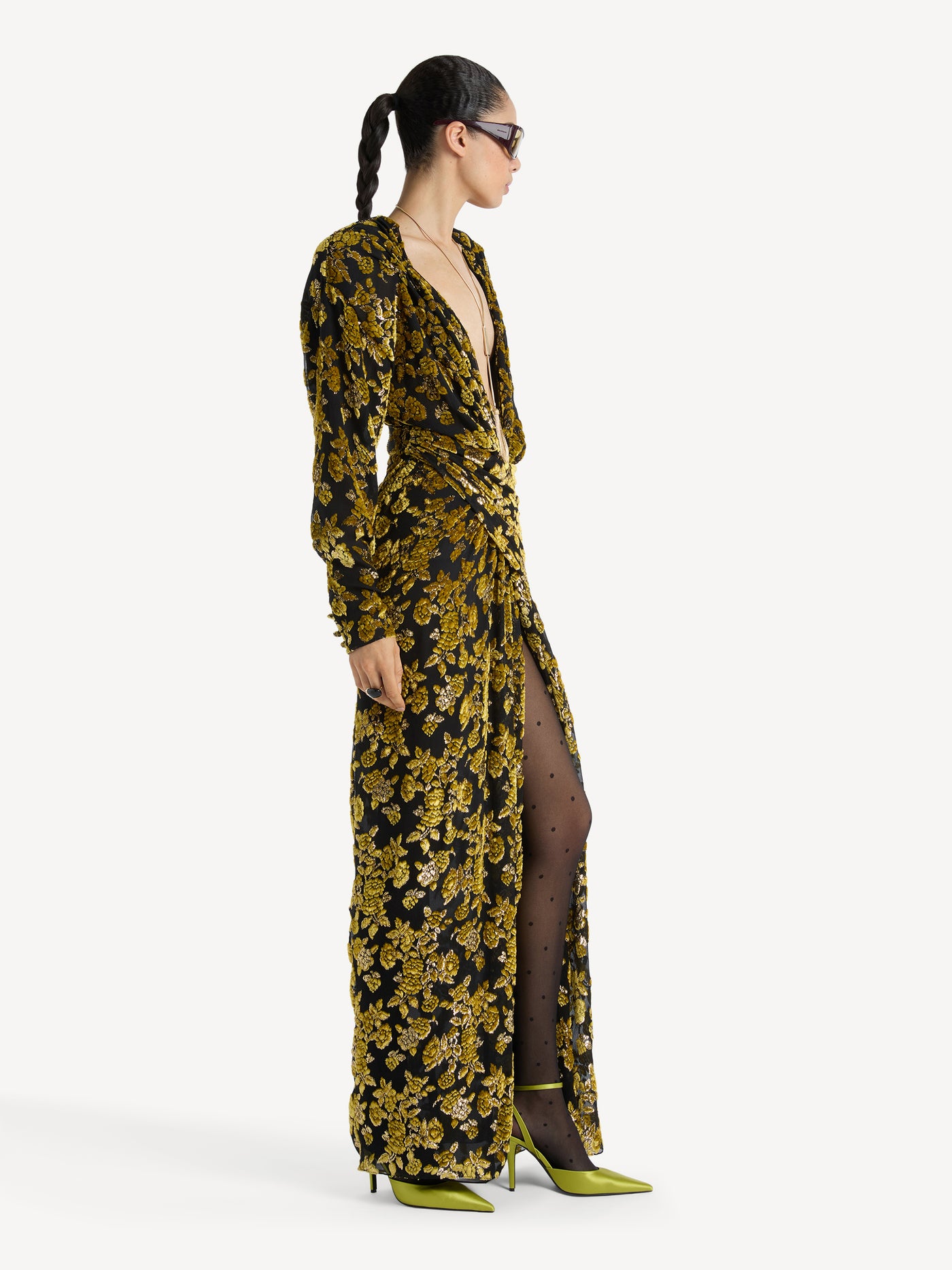 Long velvet jacquard dress