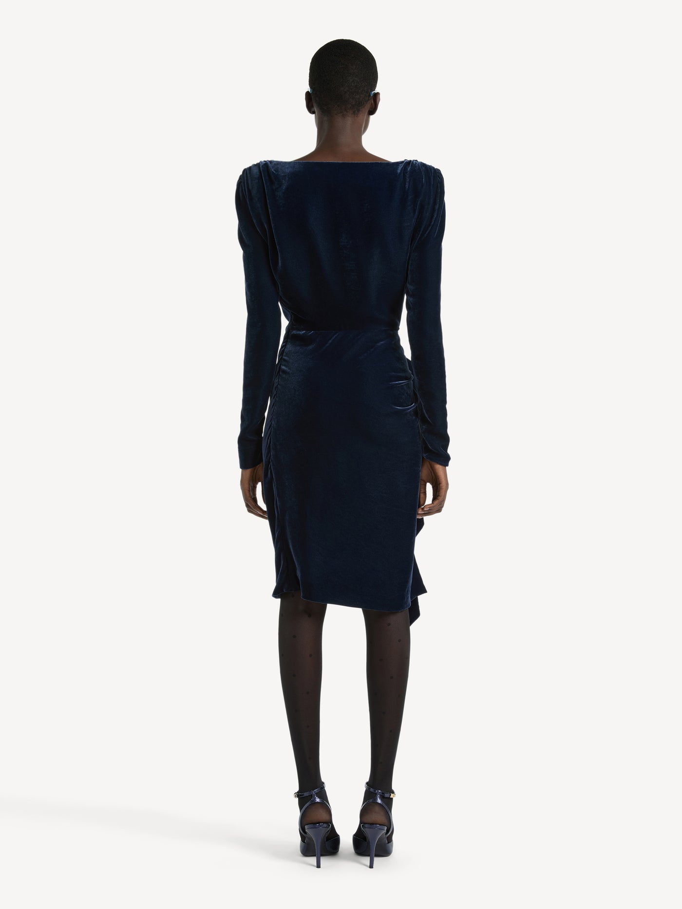 Velvet dress with lace bra and tie detail