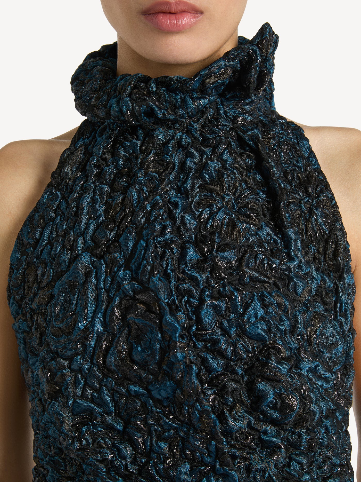 Draped cloqué jacquard dress