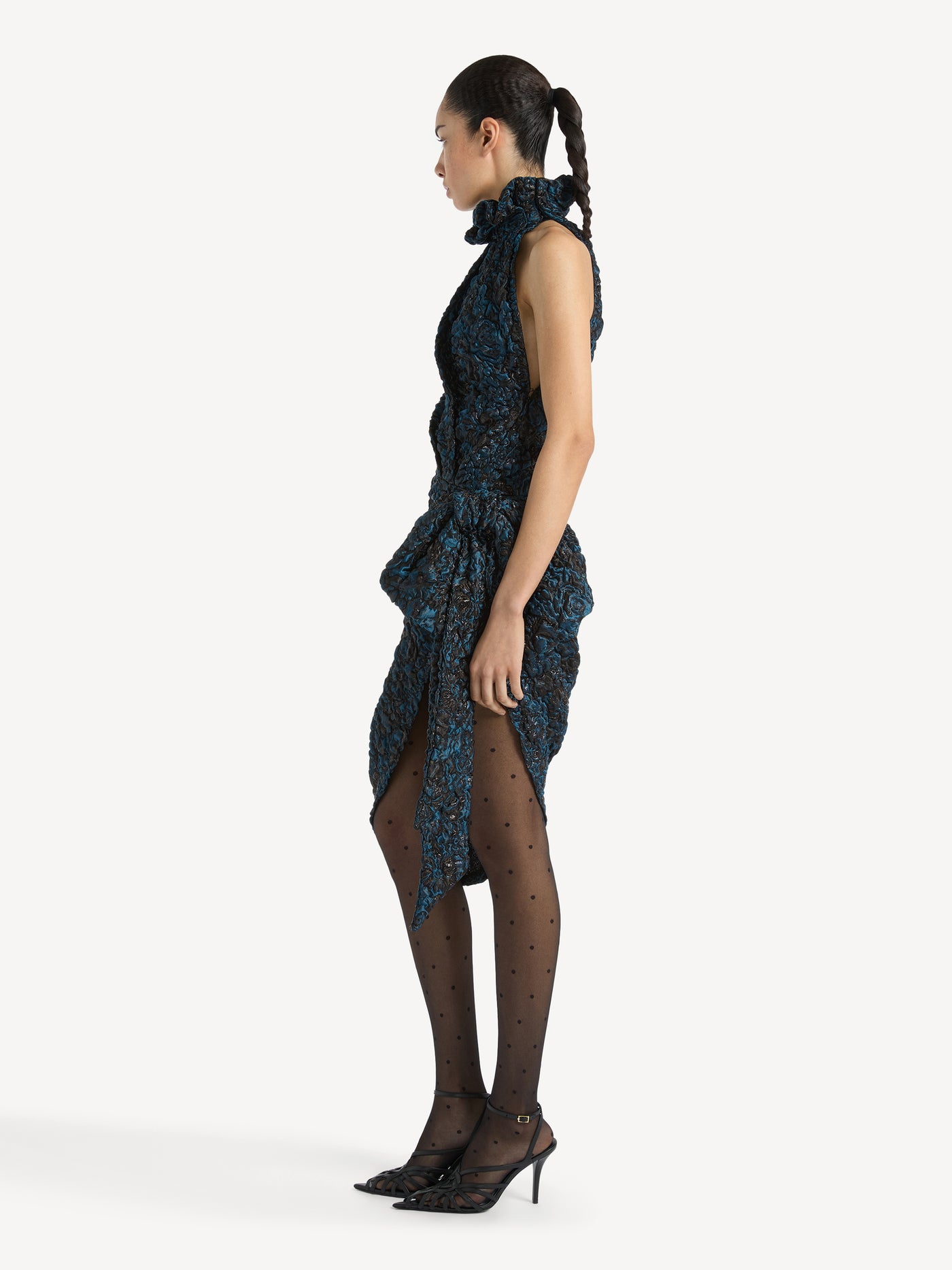 Draped cloqué jacquard dress