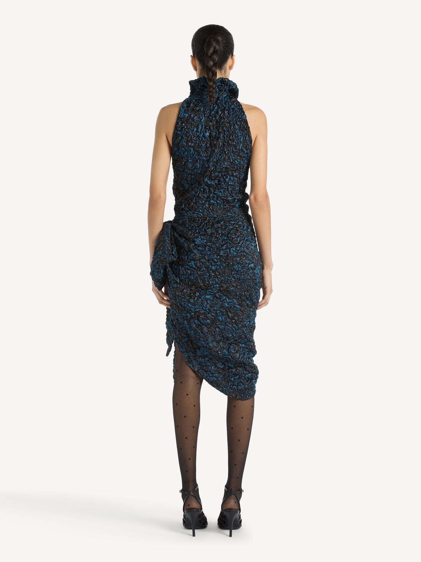 Draped cloqué jacquard dress
