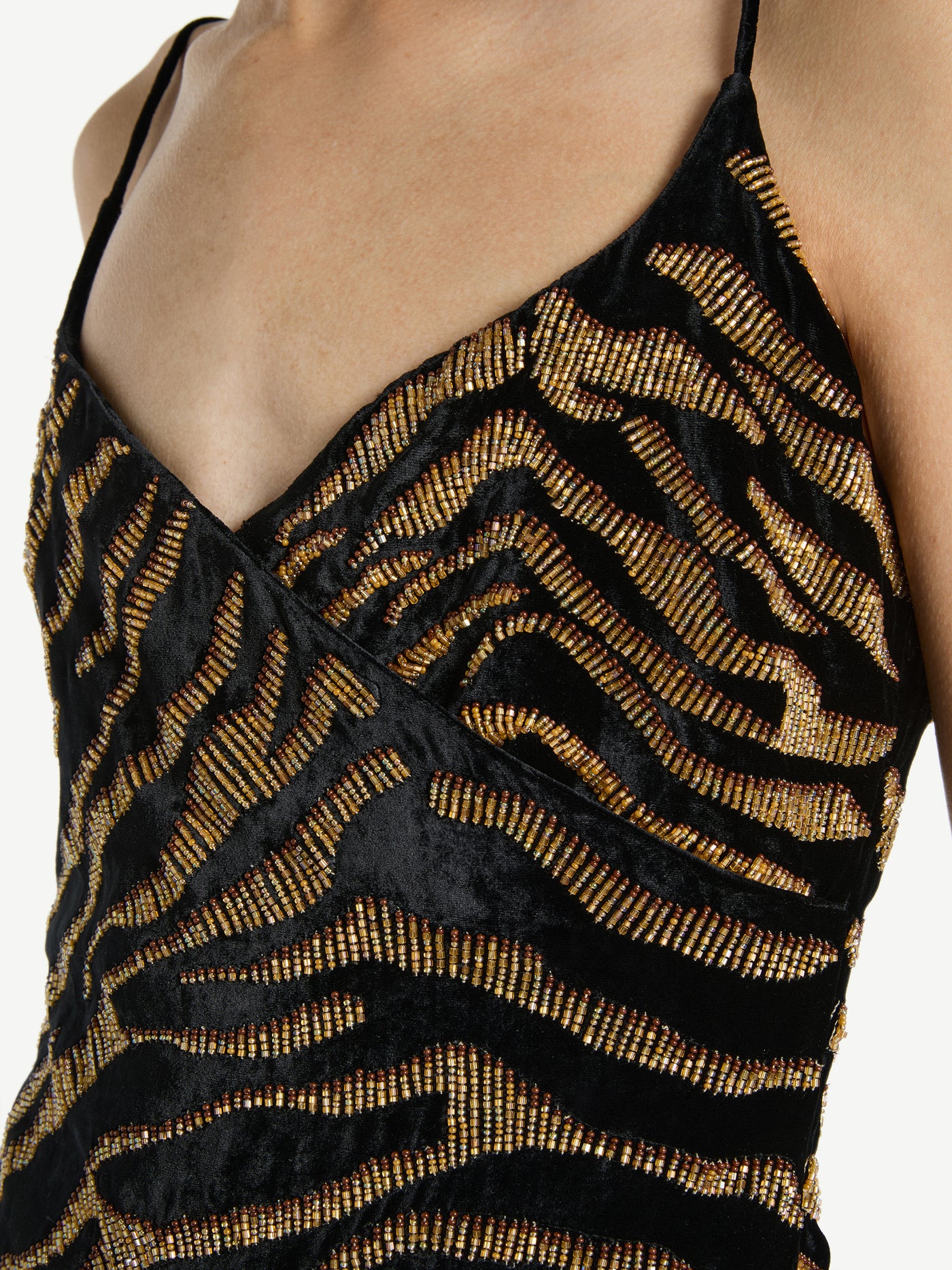 Abito in velluto con ricamo tigre