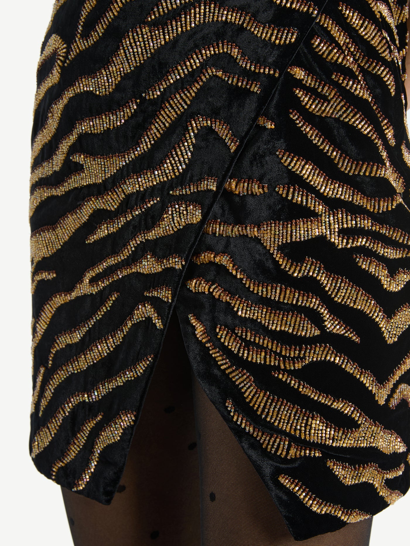 Abito in velluto con ricamo tigre