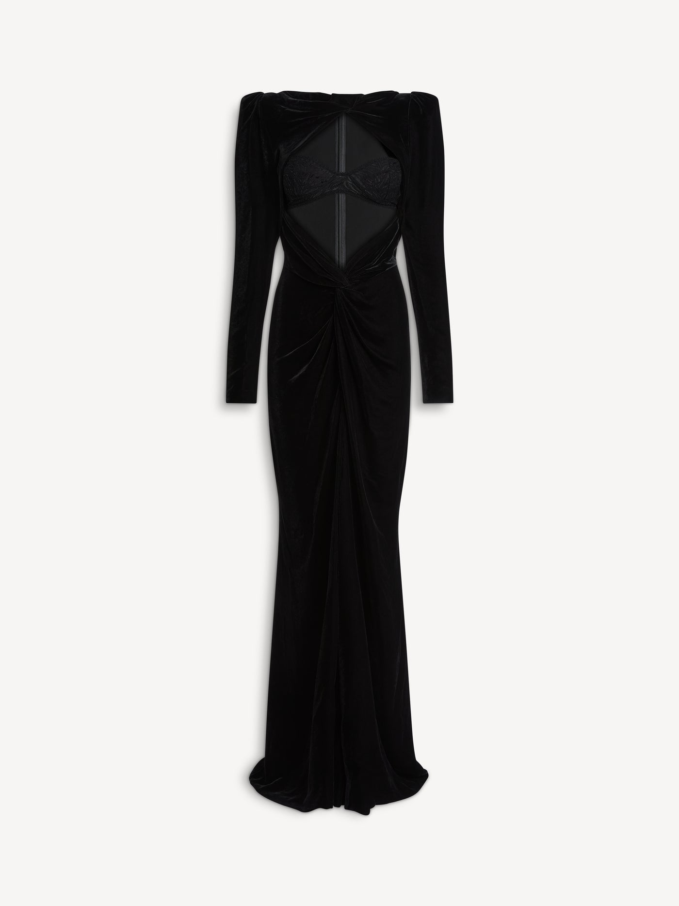 Long velvet and lace dress