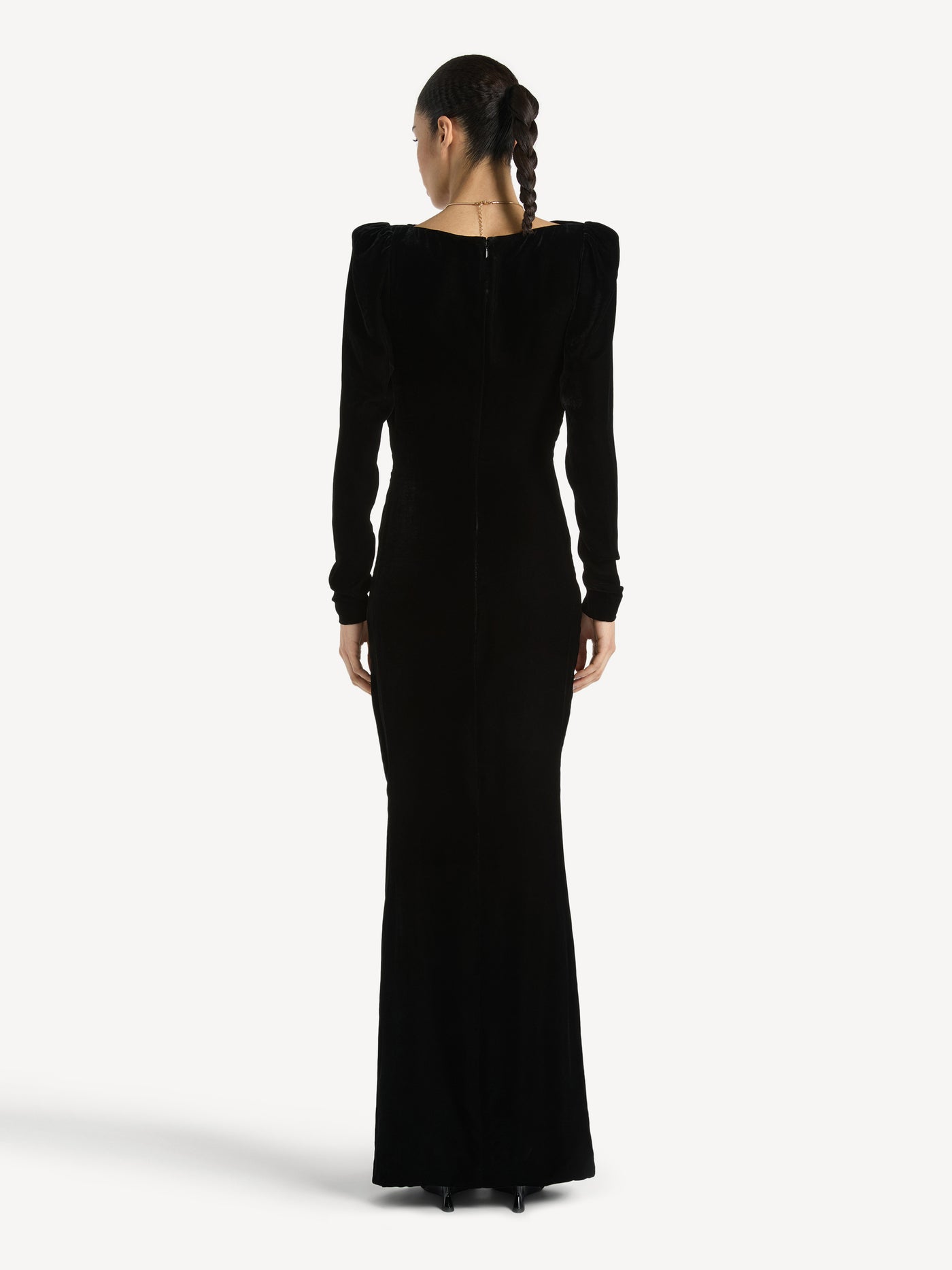Long velvet and lace dress