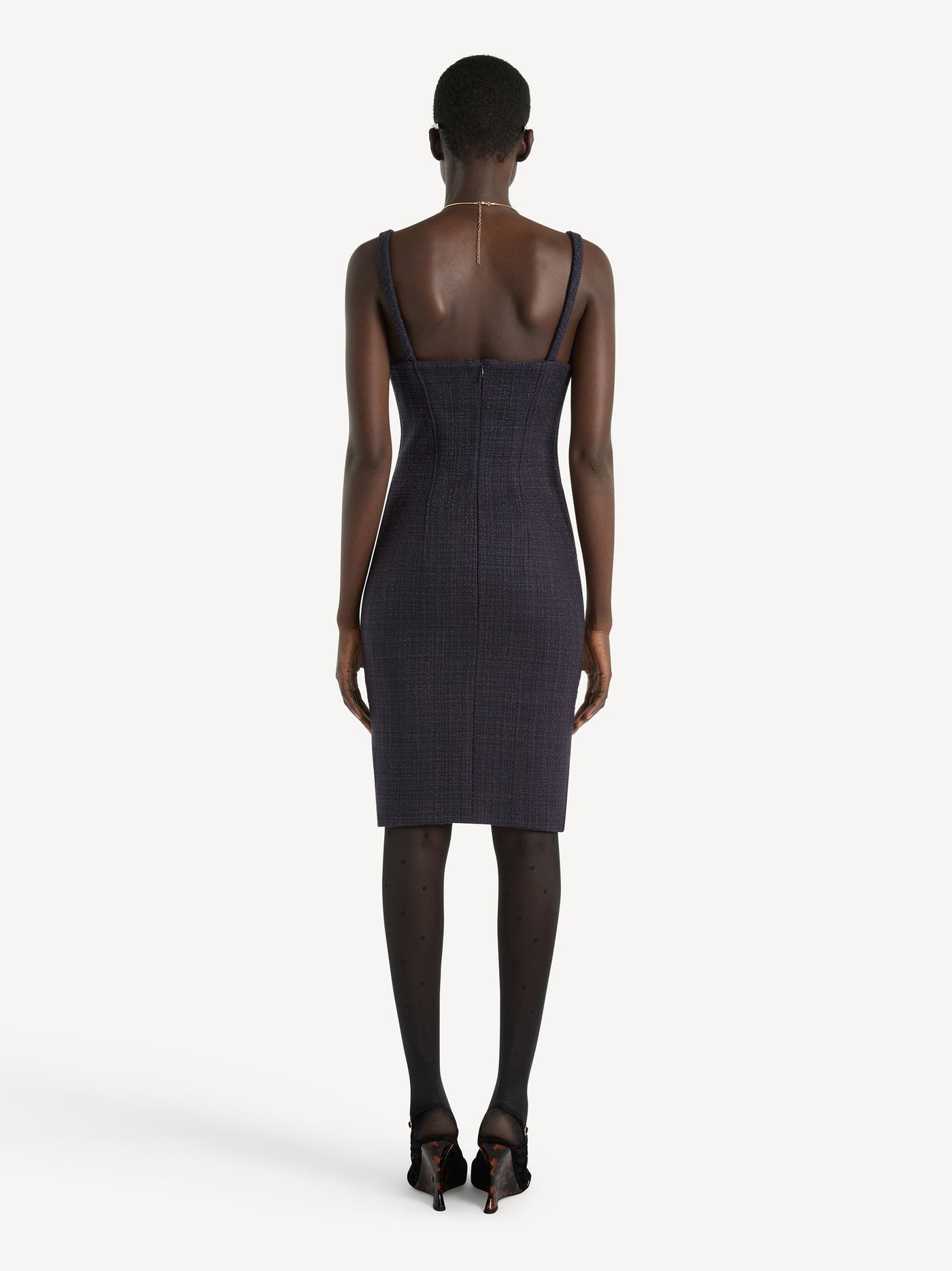 Tweed dress with spaghetti straps