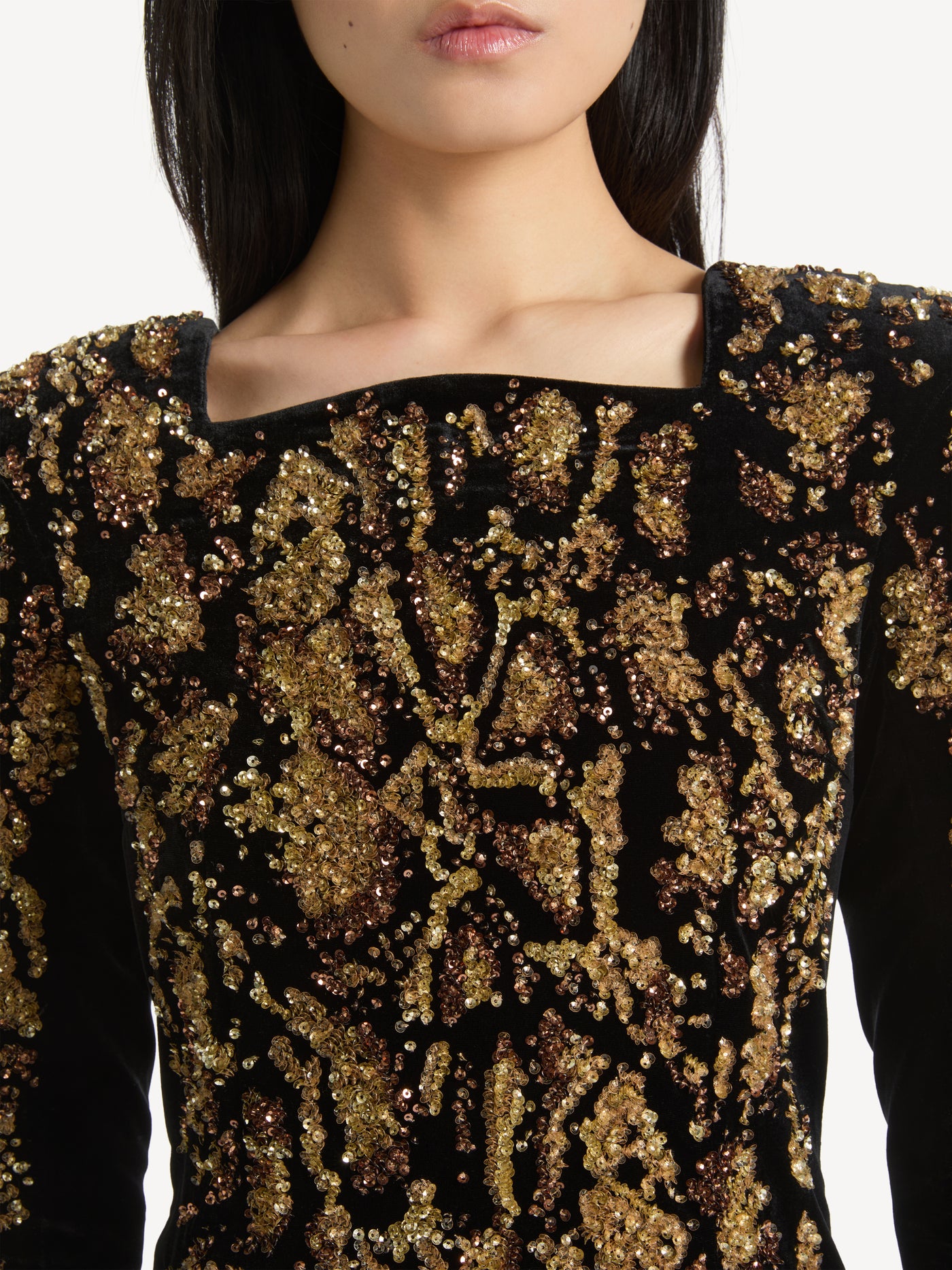 Dress in python-effect embroidered velvet