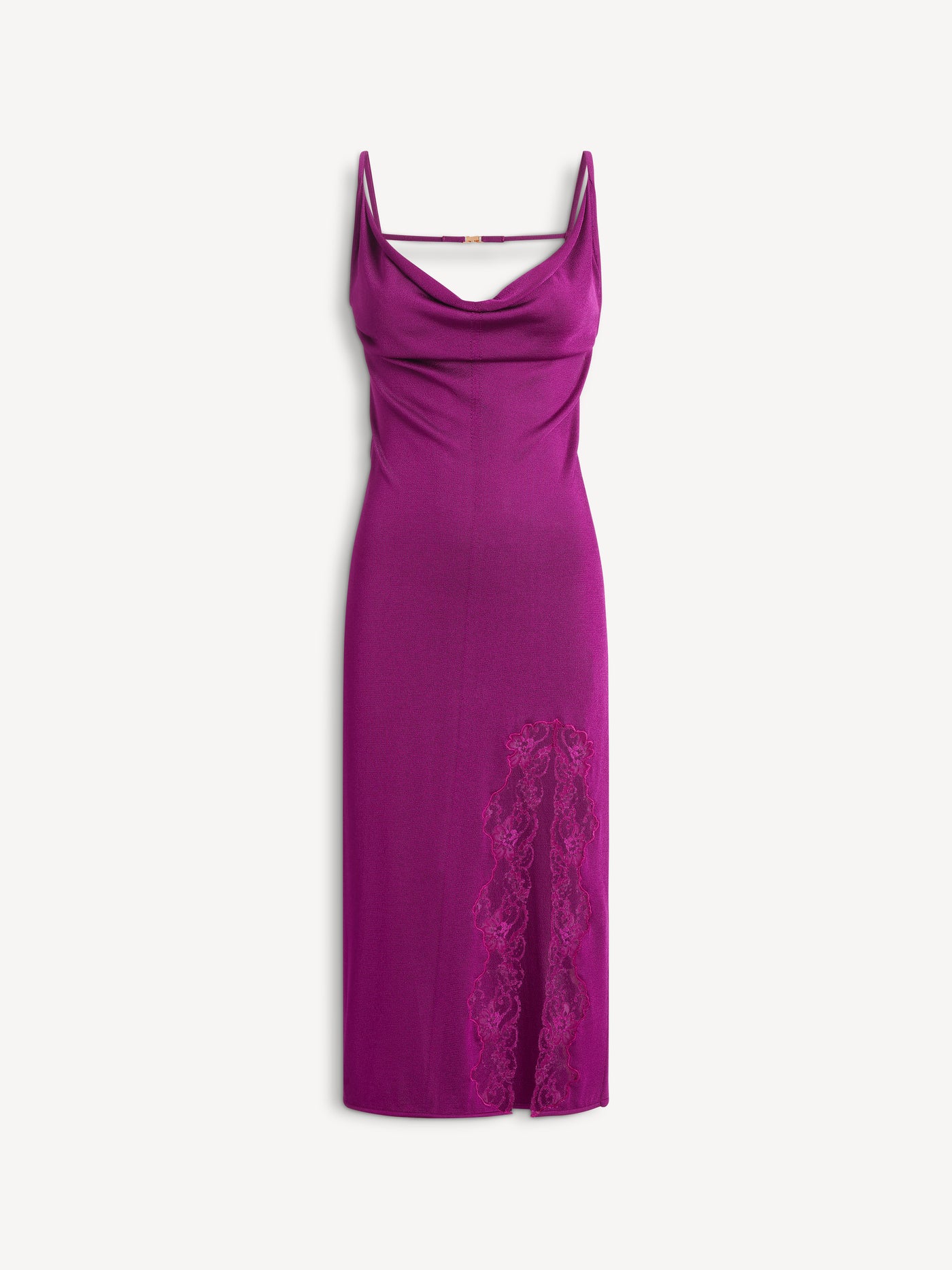 Knit fabric and lace dress with spaghetti straps