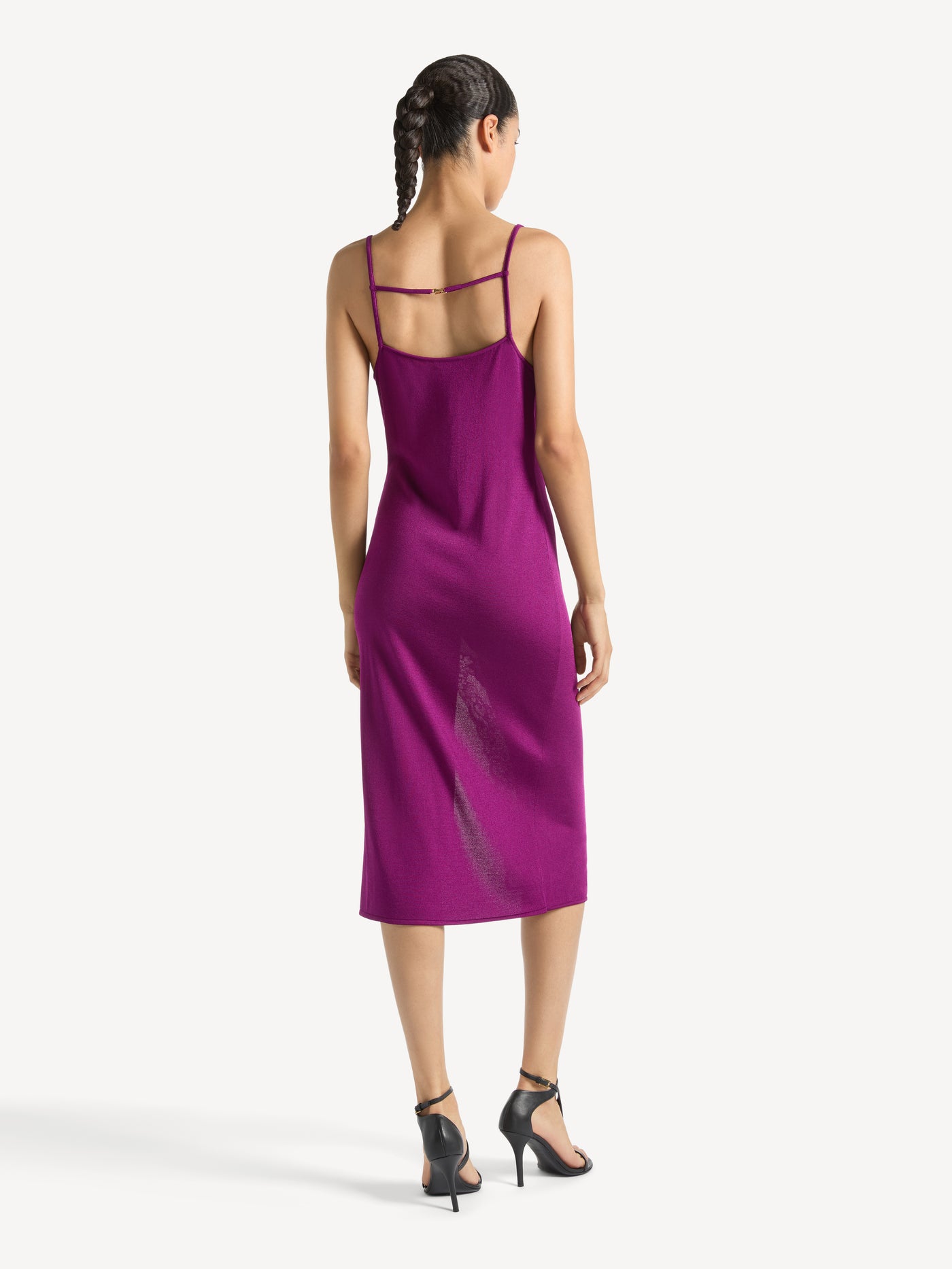Knit fabric and lace dress with spaghetti straps